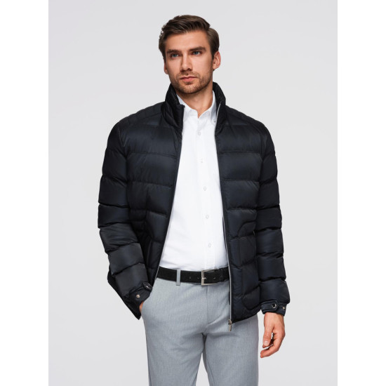 Vyriška dygsniuota juoda striukė Wudi Žieminės striukės