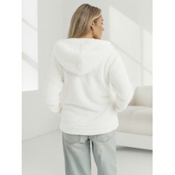 Moteriškas baltas džemperis su gobtuvu Mona
