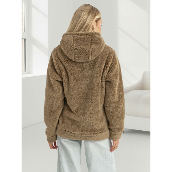 Moteriškas rudas džemperis su gobtuvu Nara JS/HH192/157 - Džemperiai Moteriškas rudas džemperis su gobtuvu Nara Džemperiai su gobtuvu