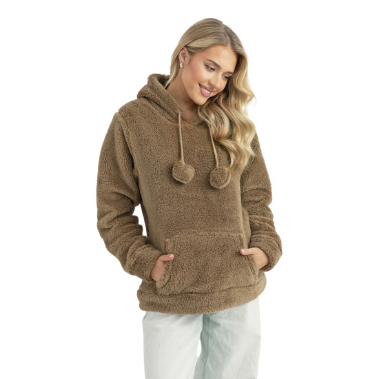 Moteriškas rudas džemperis su gobtuvu Nara JS/HH192/157 - Džemperiai Moteriškas rudas džemperis su gobtuvu Nara Džemperiai su gobtuvu