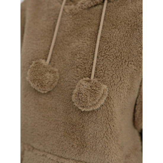 Moteriškas rudas džemperis su gobtuvu Nara JS/HH192/157 - Džemperiai Moteriškas rudas džemperis su gobtuvu Nara Džemperiai su gobtuvu