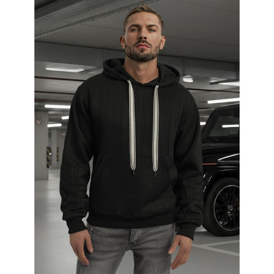 Vyriškas juodas džemperis su gobtuvu Race Džemperiai su gobtuvu