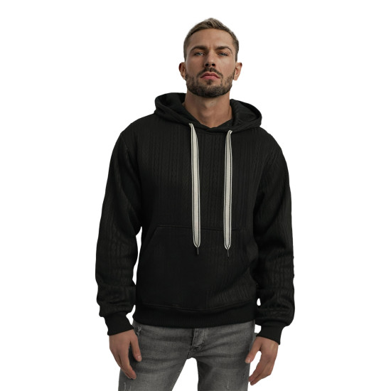 Vyriškas juodas džemperis su gobtuvu Race Džemperiai su gobtuvu