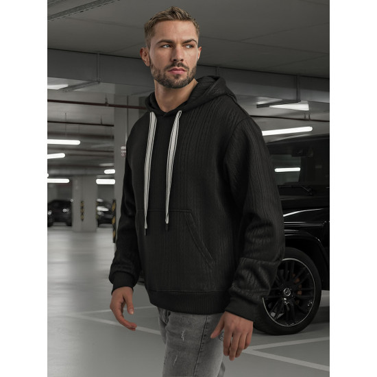 Vyriškas juodas džemperis su gobtuvu Race Džemperiai su gobtuvu