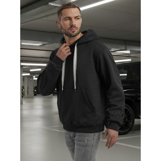 Vyriškas juodas džemperis su gobtuvu Carla Džemperiai su gobtuvu