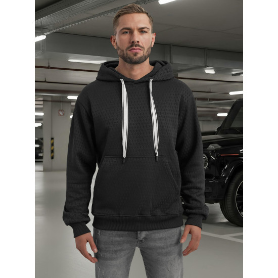 Vyriškas juodas džemperis su gobtuvu Carla Džemperiai su gobtuvu