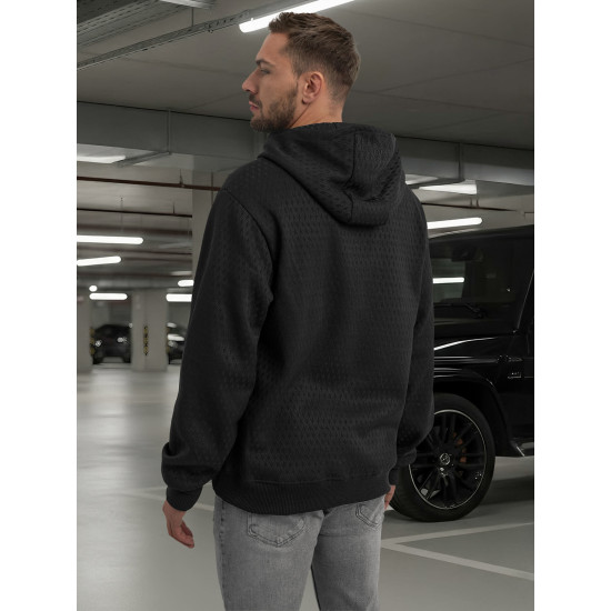 Vyriškas juodas džemperis su gobtuvu Carla Džemperiai su gobtuvu