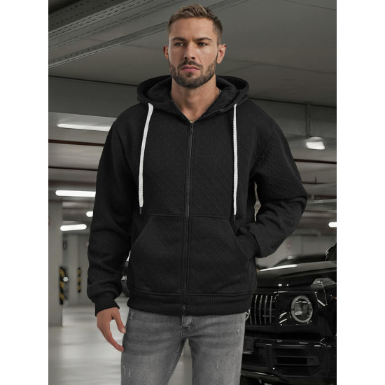 Vyriškas juodas džemperis su gobtuvu Sport Džemperiai su gobtuvu