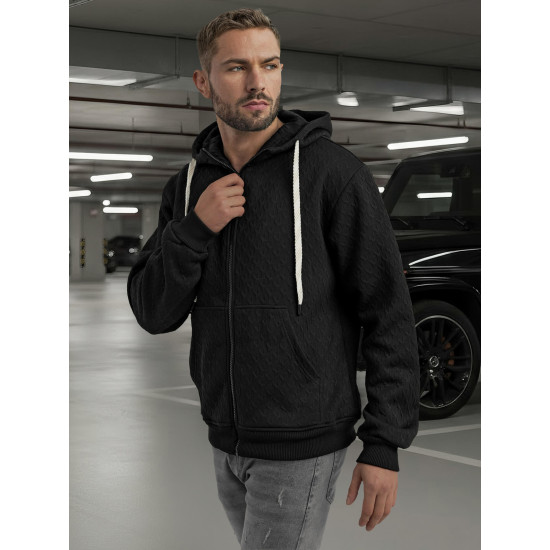 Vyriškas juodas džemperis su gobtuvu Sport Džemperiai su gobtuvu