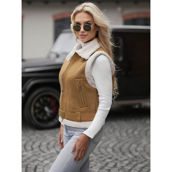 Moteriška ruda odinė liemenė Pixel JS/11Z8238 - Moterims Moteriška ruda odinė liemenė Pixel Moteriškos liemenės