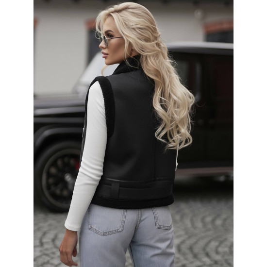 Moteriška juoda odinė liemenė Pixel JS/11Z8238 - Moterims Moteriška juoda odinė liemenė Pixel Moteriškos liemenės