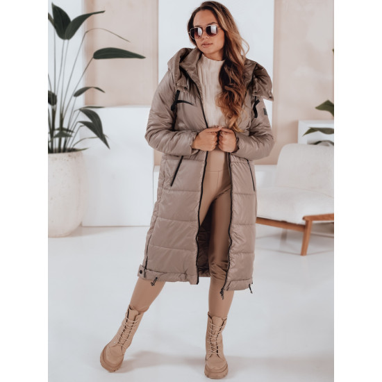 Moteriška ilga tamsiai rusvos spalvos striukė Orvit Moteriškos striukės