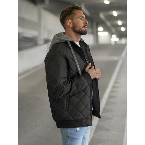 Juoda vyriška striukė su gobtuvu Lator JS/8M986/392