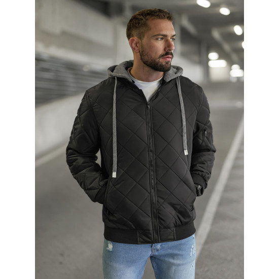 Juoda vyriška striukė su gobtuvu Lator JS/8M986/392