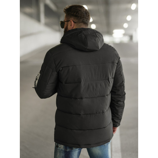 Vyriška juoda žieminė striukė Lorenco JS/57M7503/392 - Vyriškos Striukės ir Paltai Vyriška juoda žieminė striukė Lorenco JS/57M7503/392
