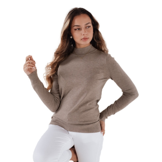 Moteriškas tamsiai rusvas megztinis Lena Moteriški megztiniai