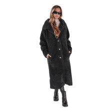 Women's long black winter coat Fabio