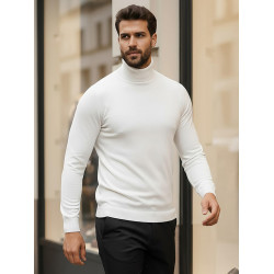 Vyriškas baltas megztinis aukštu kaklu Lenox