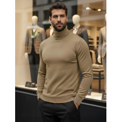 Vyriškas rudas megztinis aukštu kaklu Lenox