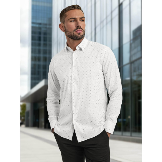 Vyriški balti taškuoti marškiniai Royal Marškiniai