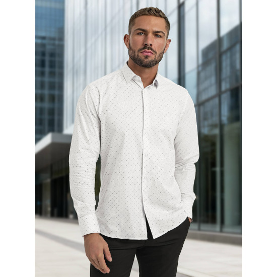 Vyriški balti taškuoti marškiniai Royal Marškiniai