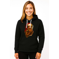 Musta hupullinen joulupukki sikarin kanssa