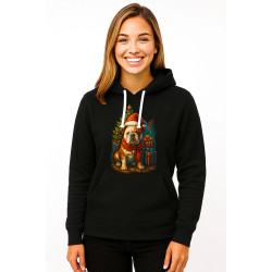 Czarny świąteczny sweter z kapturem dla psa