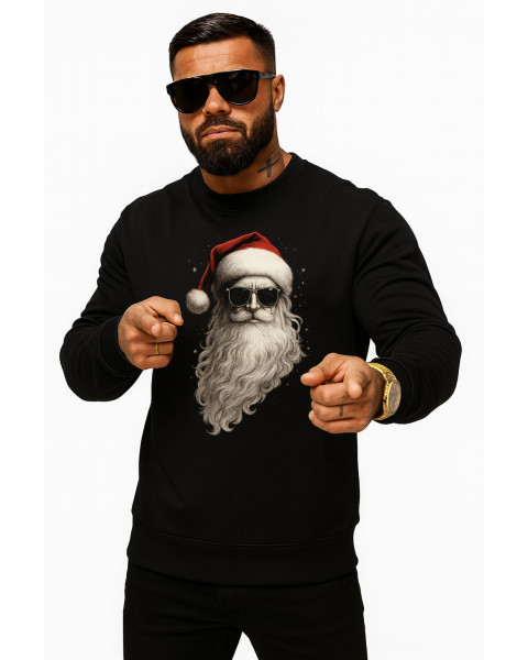 Juodas džemperis be gobtuvo Santa