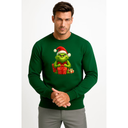 Tummanvihreä Grinch-pusero lahjoineen