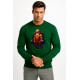 Tamsiai žalias džemperis be gobtuvo sportiškas Kalėdų Senelis