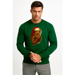 Tummanvihreä pusero Joulupukki ja sikari