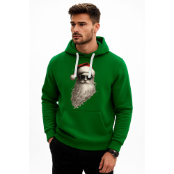 Tummanvihreä hupullinen joulupukki