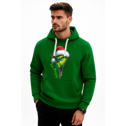 Tummanvihreä hupparihuppari Vakava grinch