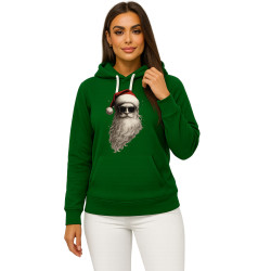 Tummanvihreä hupullinen joulupukki