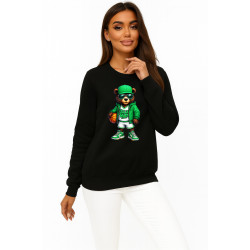 Moteriškas juodas megztinis „Coon“ su pomponu