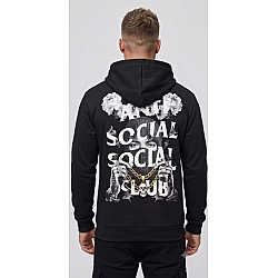 Męski czarny sweter z kapturem Social