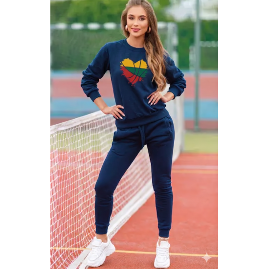 Moteriškas tamsiai mėlynas sportinis komplektas Lietuva