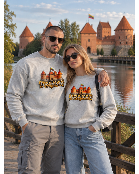 Vyriškas šviesiai pilkos spalvos džemperis Trakai