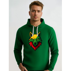 Vyriškas tamsiai žalias džemperis su gobtuvu Vilkas