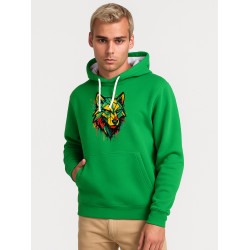 Vyriškas žalias džemperis Geometrinis vilkas