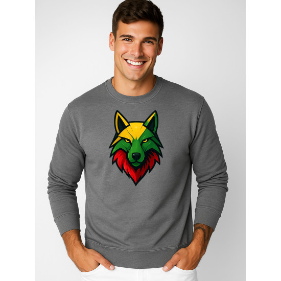 Vyriškas pilkas džemperis be gobtuvo Vilkas Džemperiai su gobtuvu