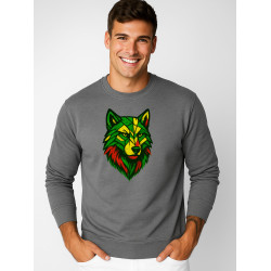 Vyriškas pilkas džemperis be gobtuvo Geometrinis vilkas