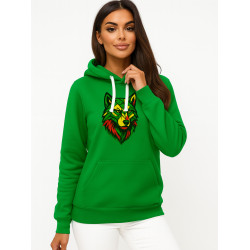 Moteriškas žalias džemperis Geometrinis vilkas