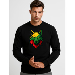 Vyriškas juodas džemperis be gobtuvo Vilkas