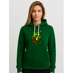 Moteriškas tamsiai žalias džemperis Geometrinis vilkas