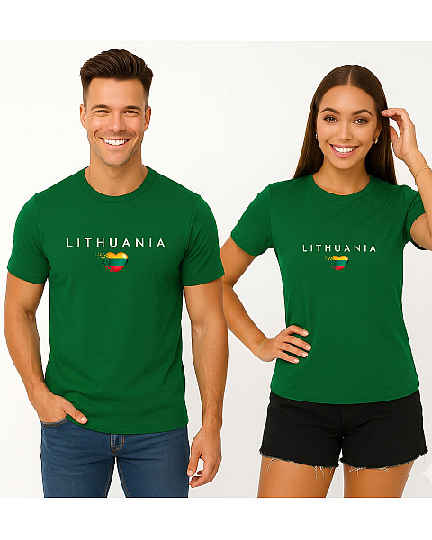 Tamsiai žalių marškinėlių komplektas Lithuania (baltas)
