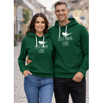 Tamsiai žali džemperiai su gobtuvu Just do it (baltas)