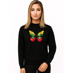 Moteriškas juodas džemperis be gobtuvo Drugelis LT