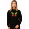 Moteriškas juodas džemperis be gobtuvo Drugelis LT