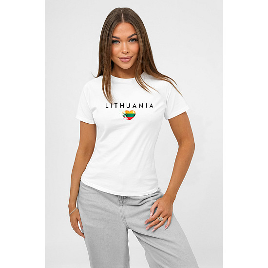 Sieviešu balta T-krekls „Lithuania“ (melns)
